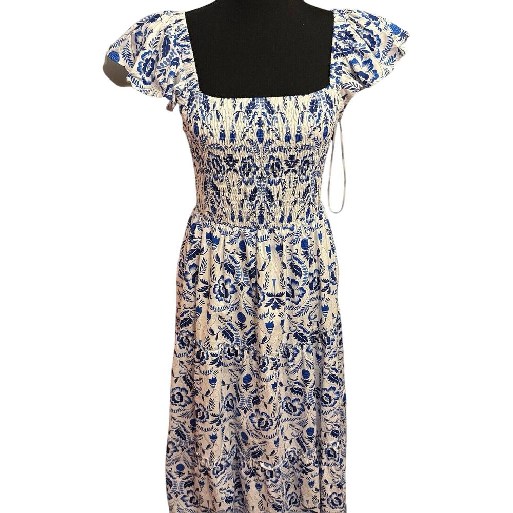 Sugarlips Dress Medium Cottagecore Smocked Tiered Maxi Coastal Vacation Cruise